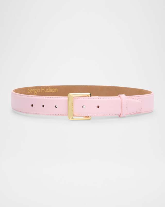 Square-Buckle Leather Belt